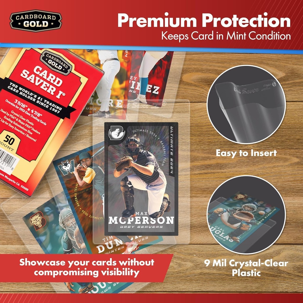 Cardboard Gold: Card Saver 1 - Semi Rigid Sleeves Protectors - PSA - BGS - Graded Card Submissions (x50)