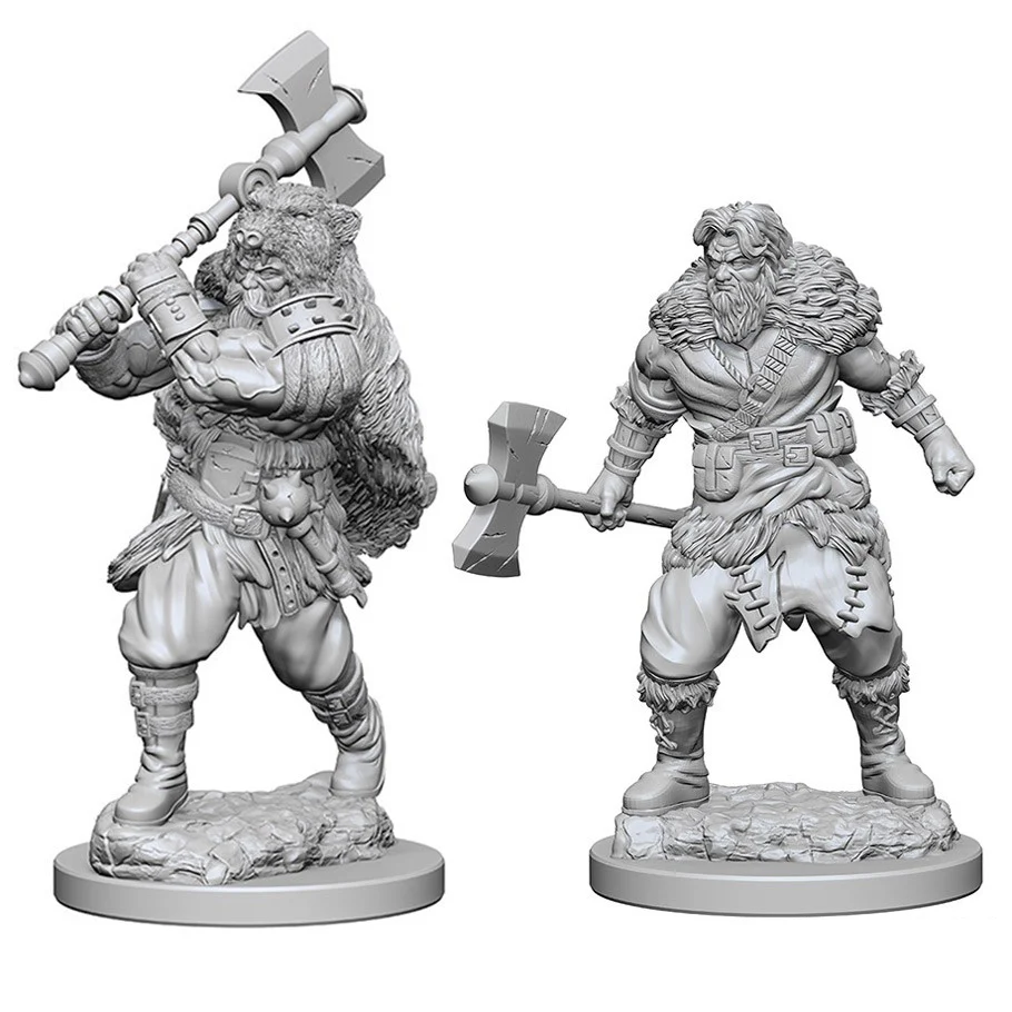 D&D RPG Minis: Nolzur Unpainted - Human Barbarian Male [x2] 