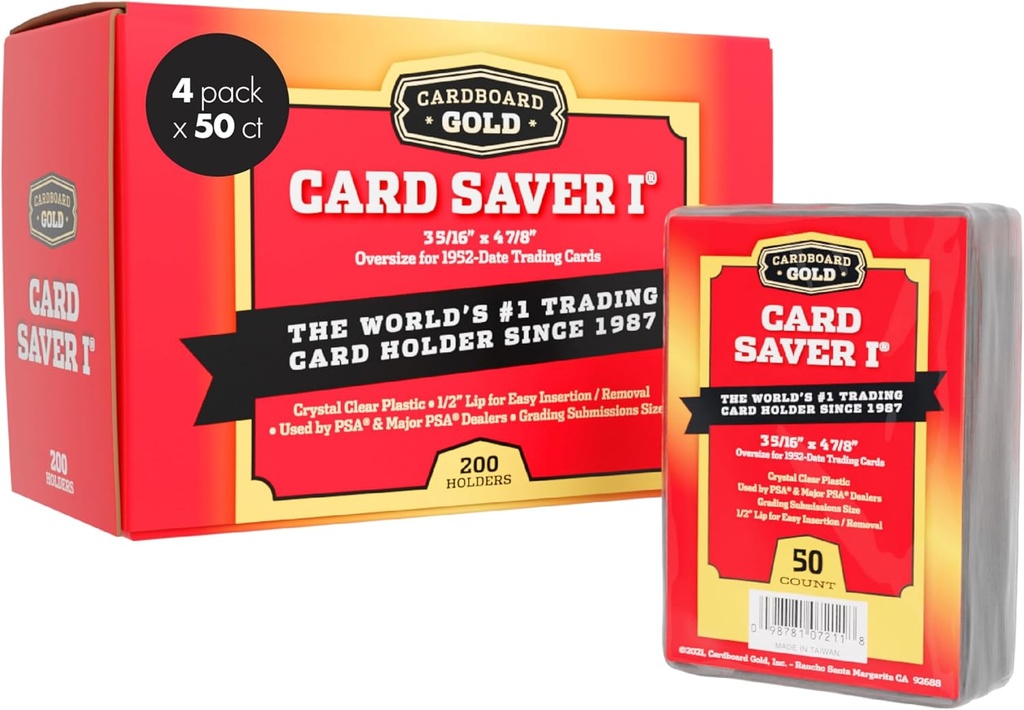 Cardboard Gold: Card Saver 1 - Semi Rigid Sleeves Protectors - PSA/BGS Graded Card Submissions (x200)