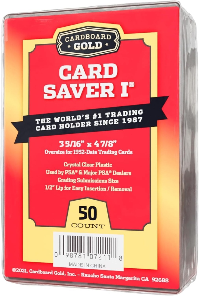 Cardboard Gold: Card Saver 1 - Semi Rigid Sleeves Protectors - PSA/BGS Graded Card Submissions (x50)