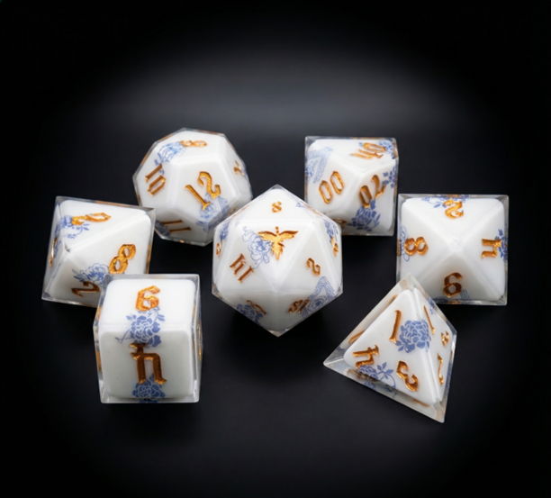 Dice: FeniksForge - Chinese Classical Porcelain Resin Poly (x7)