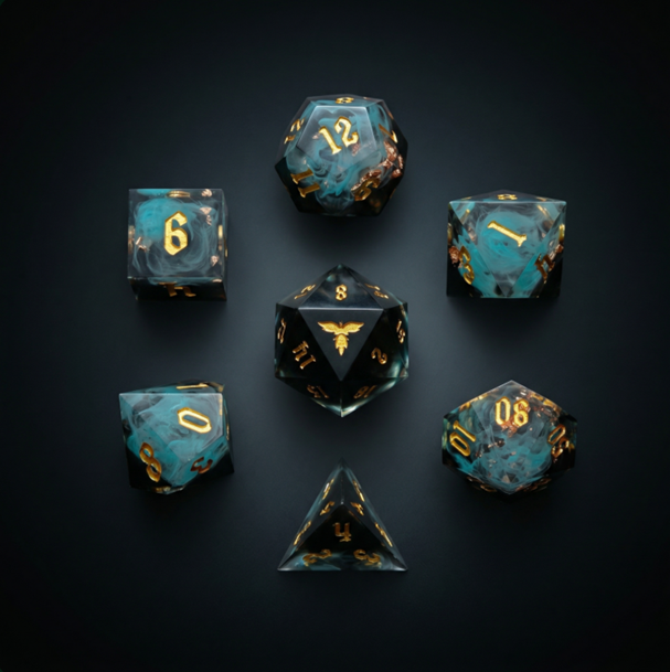 Dice: FeniksForge - Deep Sea World Ocean Resin Poly (x7)