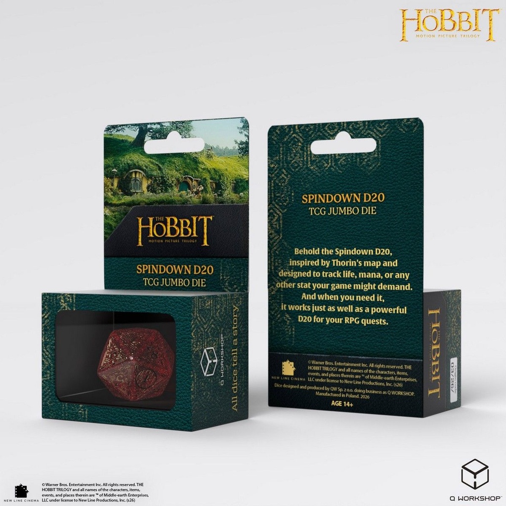 Dice: Q-Workshop - The Hobbit - Spindown D20 TCG Jumbo Die - Ember