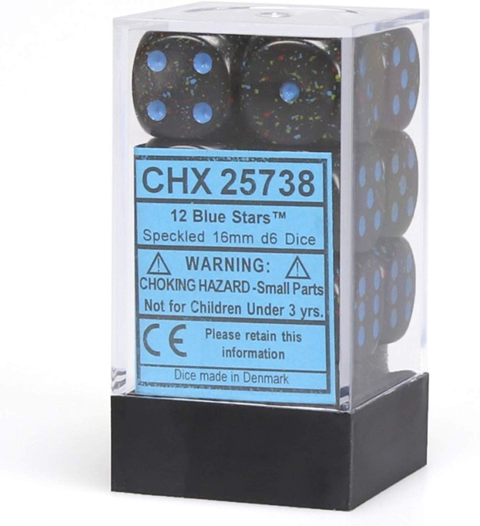 Dice: Chessex - Speckled - 16mm D6 (x12) - Blue Stars