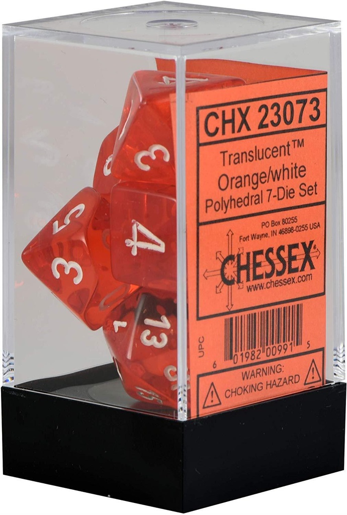 Dice: Chessex - Translucent - Poly Set (x7) - Orange/White