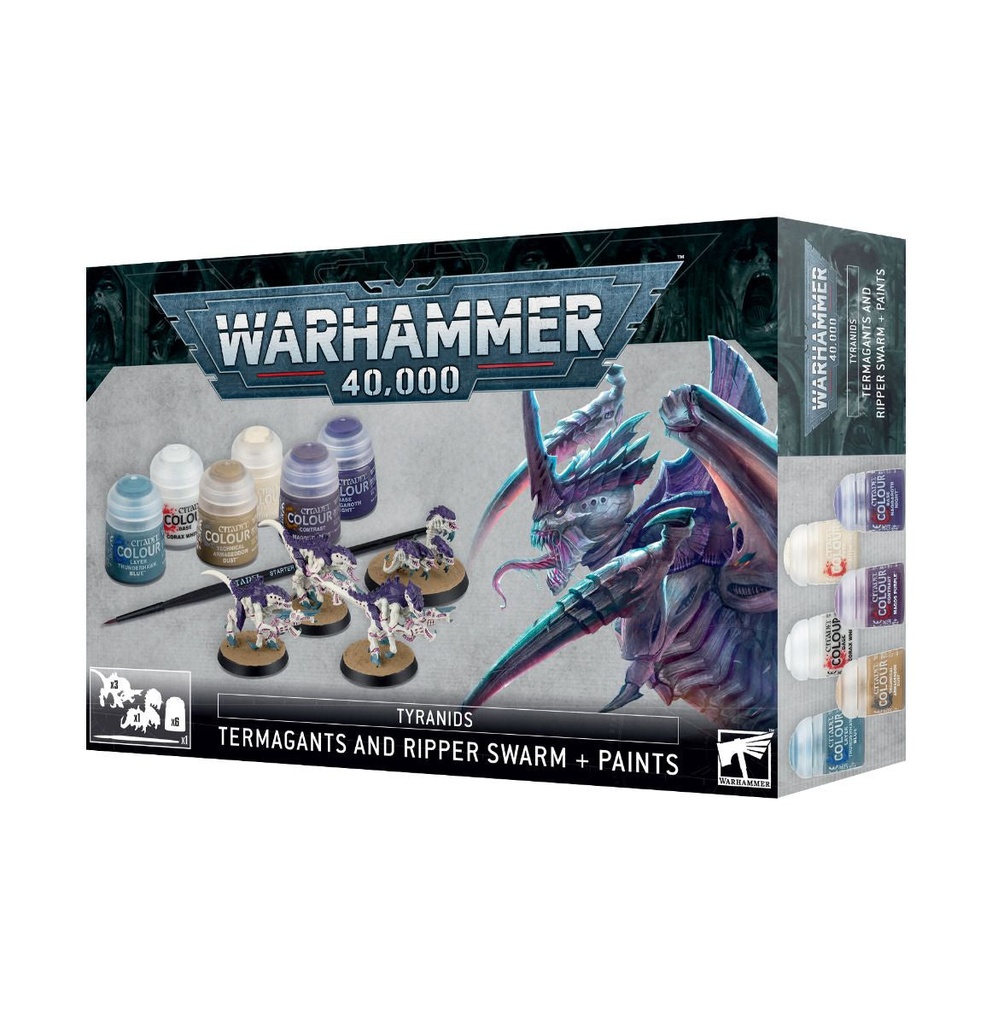 WH 40K: Tyranids: Termagants and Ripper Swarm + Paints Set 