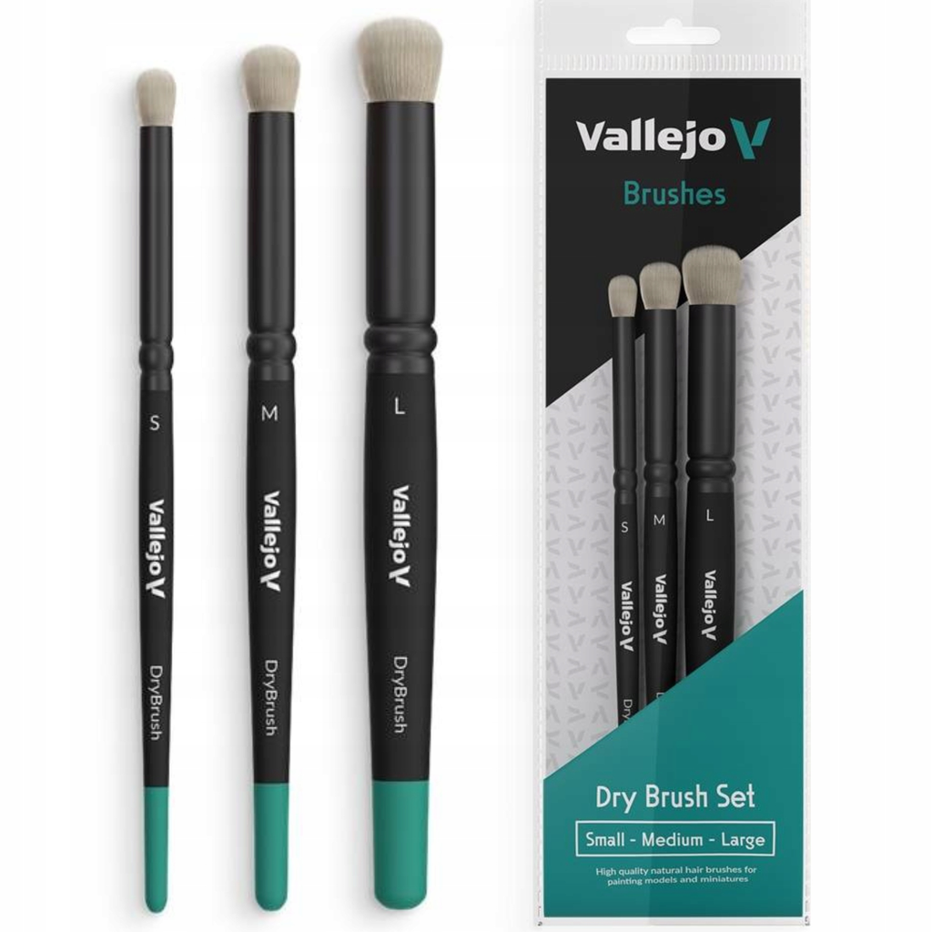 Vallejo Dry Brush Set - Natural Hair (S, M & L)