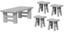 WizKidz Minis: Deep Cuts Unpainted - Wooden Table & Stools 