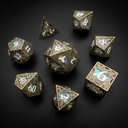 Dice: FeniksForge - Galactic Green Silver Metal Alloy Resin Poly (x7)